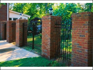 Aluminum Fence with Brick Columns