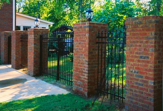 Aluminum Fence with Brick Columns