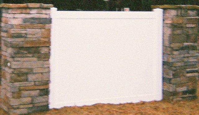 Vinyl Fence with Stone Columns